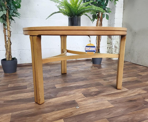 Vintage Mid-Century Nathan Teak & Glass Round Coffee Table Retro MCM