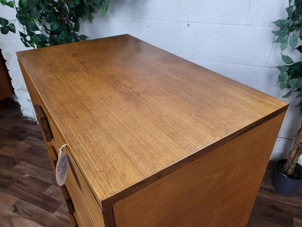 Vintage Mid-Century Uniflex Teak Chest Of 5 Drawers Scandi Danish Retro MCM