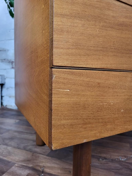Vintage Mid-Century Uniflex Teak Chest Of 5 Drawers Scandi Danish Retro MCM
