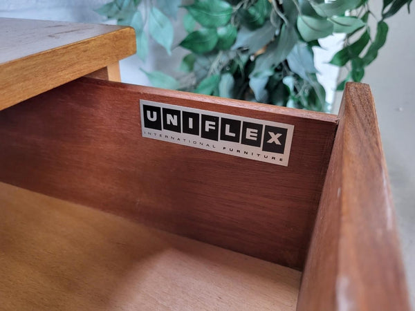 Vintage Mid-Century Uniflex Teak Chest Of 5 Drawers Scandi Danish Retro MCM
