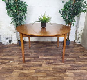 Vintage Mid-Century Round Teak Extending Dining Table Scandi Danish Retro MCM