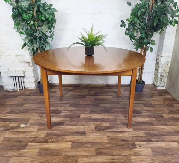 Vintage Mid-Century Round Teak Extending Dining Table Scandi Danish Retro MCM