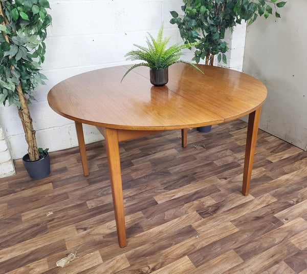Vintage Mid-Century Round Teak Extending Dining Table Scandi Danish Retro MCM