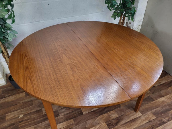 Vintage Mid-Century Round Teak Extending Dining Table Scandi Danish Retro MCM