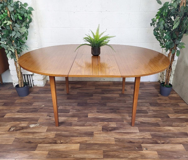 Vintage Mid-Century Round Teak Extending Dining Table Scandi Danish Retro MCM