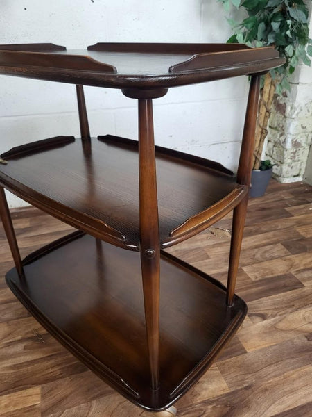 Vintage Ercol Windsor Elm Tea Trolley Hostess Drinks Bar Mid-Century Dark Stain