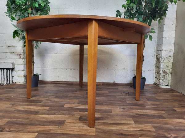 Vintage Mid-Century Round Teak Extending Dining Table Scandi Danish Retro MCM