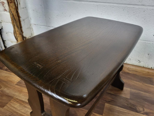 Vintage Ercol Chantry Nest Of 3 Tables Solid Elm Wood Dark Stain 498 Free Post!