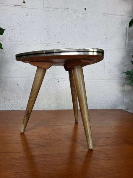 Vintage Mid-Century Small Grey Mosaic Side Table Plant Stand Atomic 60's Retro