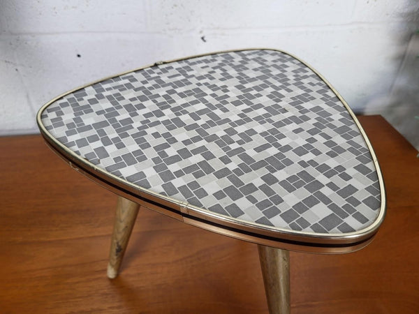 Vintage Mid-Century Small Grey Mosaic Side Table Plant Stand Atomic 60's Retro