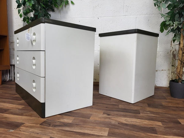 Vintage Mid-Century Stag Nocturne Oak & White 3 Drawer Chest And Ottoman Retro 80's