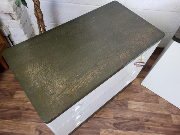 Vintage Mid-Century Stag Nocturne Oak & White 3 Drawer Chest And Ottoman Retro 80's