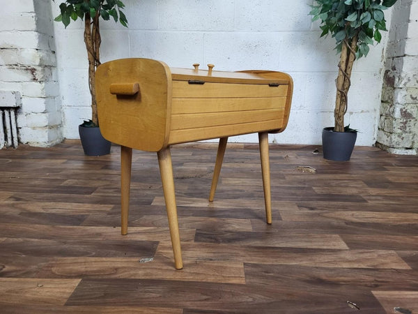 Vintage 60's Beech Wood Sewing Craft Box Mid Century Retro Scandi MCM