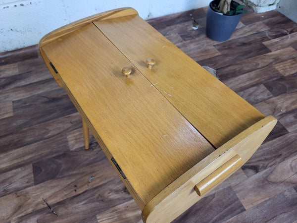 Vintage 60's Beech Wood Sewing Craft Box Mid Century Retro Scandi MCM