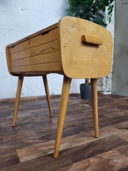 Vintage 60's Beech Wood Sewing Craft Box Mid Century Retro Scandi MCM