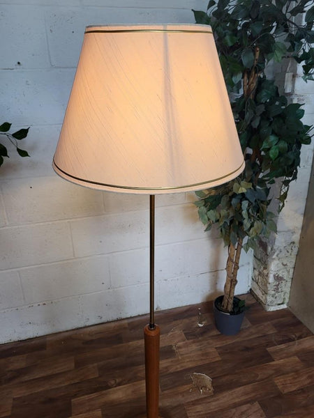 Vintage 70's Teak Standard Floor Lamp & Shade Mid-Century Scandi Danish MCM
