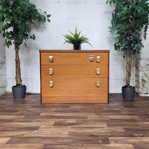Vintage 70's Stag C Range Cantata Teak Chest Of 3 Drawers Mid-Century Retro