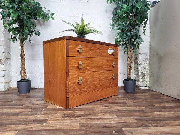 Vintage 70's Stag C Range Cantata Teak Chest Of 3 Drawers Mid-Century Retro