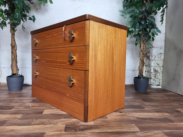 Vintage 70's Stag C Range Cantata Teak Chest Of 3 Drawers Mid-Century Retro