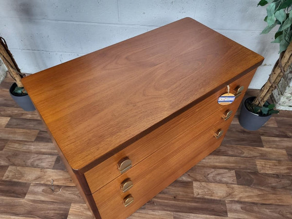 Vintage 70's Stag C Range Cantata Teak Chest Of 3 Drawers Mid-Century Retro