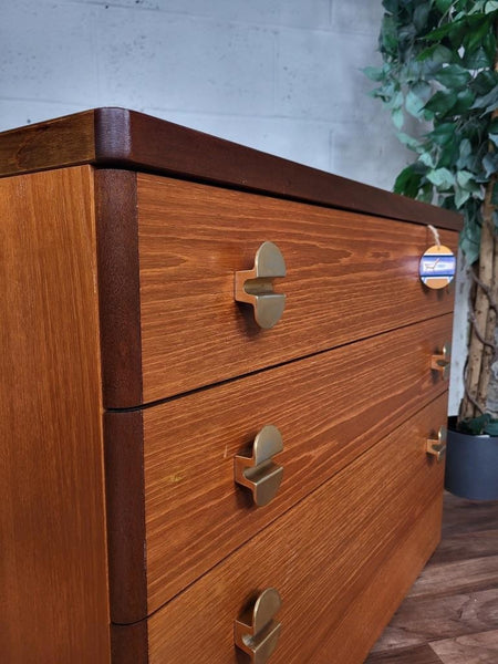 Vintage 70's Stag C Range Cantata Teak Chest Of 3 Drawers Mid-Century Retro