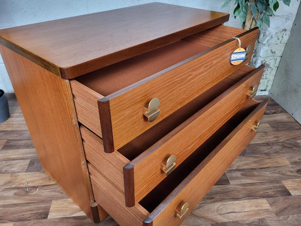 Vintage 70's Stag C Range Cantata Teak Chest Of 3 Drawers Mid-Century Retro
