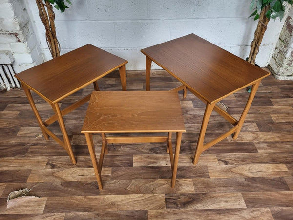 Vintage Mid-Century Stonehill Teak Nest Of Tables Danish Scandi MCM Retro