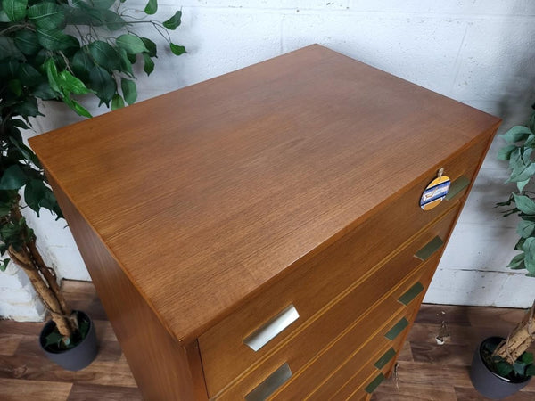Vintage Mid-Century Teak Tallboy Chest Of 6 Drawers 60's Danish Scandi Retro MCM