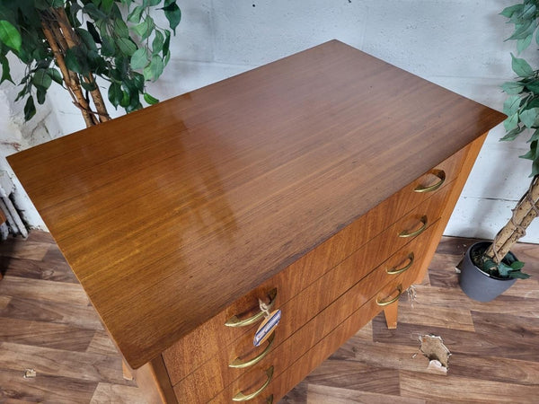 Vintage Mid-Century Walnut 4 Drawer Chest 60's Retro Scandi MCM
