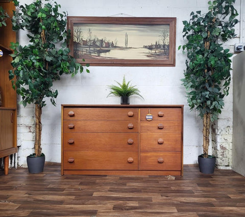 Vintage Mid-Century Stag Cantata Teak Chest Of 8 Drawers Sideboard Retro Scandi