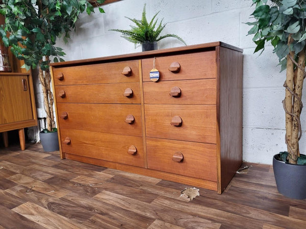 Vintage Mid-Century Stag Cantata Teak Chest Of 8 Drawers Sideboard Retro Scandi