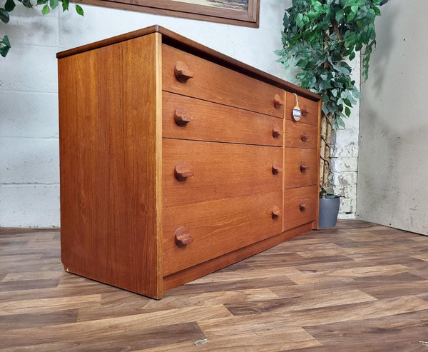 Vintage Mid-Century Stag Cantata Teak Chest Of 8 Drawers Sideboard Retro Scandi