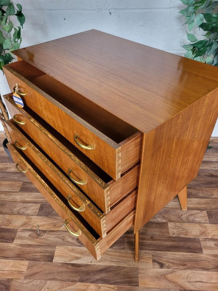 Vintage Mid-Century Walnut 4 Drawer Chest 60's Retro Scandi MCM