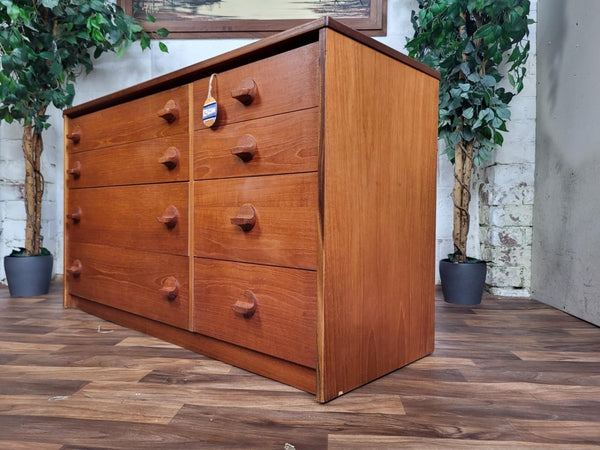 Vintage Mid-Century Stag Cantata Teak Chest Of 8 Drawers Sideboard Retro Scandi