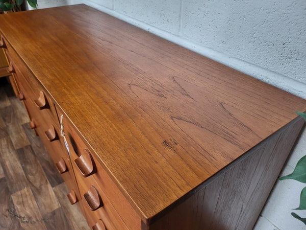 Vintage Mid-Century Stag Cantata Teak Chest Of 8 Drawers Sideboard Retro Scandi