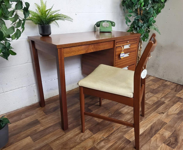 Vintage Mid-Century Compact Small Teak Desk Home Office Scandi Danish Retro MCM