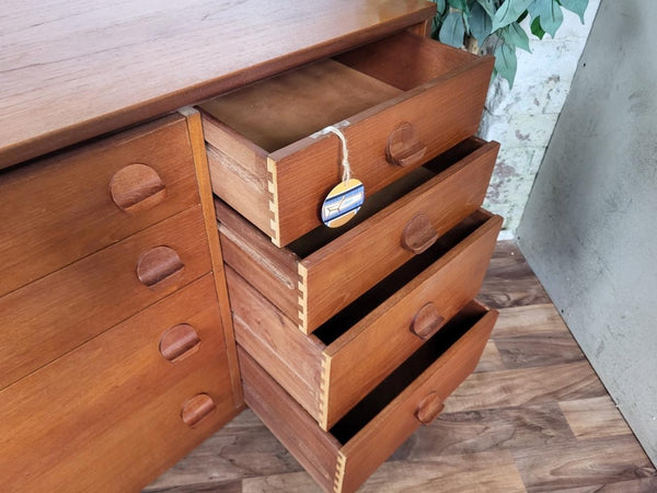 Vintage Mid-Century Stag Cantata Teak Chest Of 8 Drawers Sideboard Retro Scandi