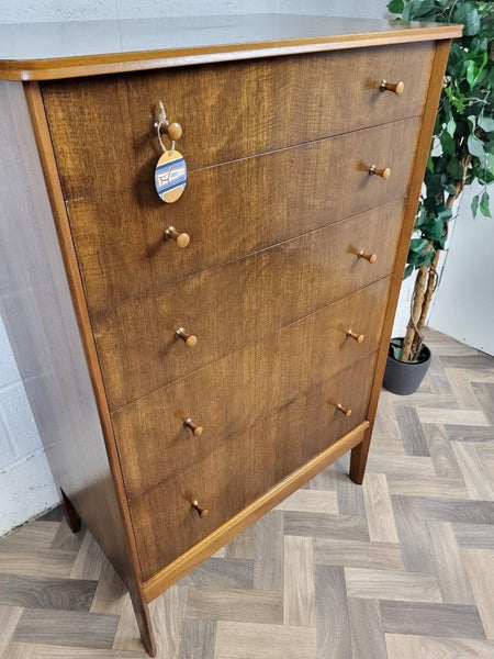 Vintage Mid-Century Vanson Walnut Chest Of Drawers Tallboy Retro Scandi MCM
