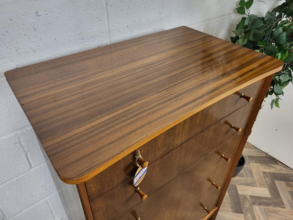 Vintage Mid-Century Vanson Walnut Chest Of Drawers Tallboy Retro Scandi MCM