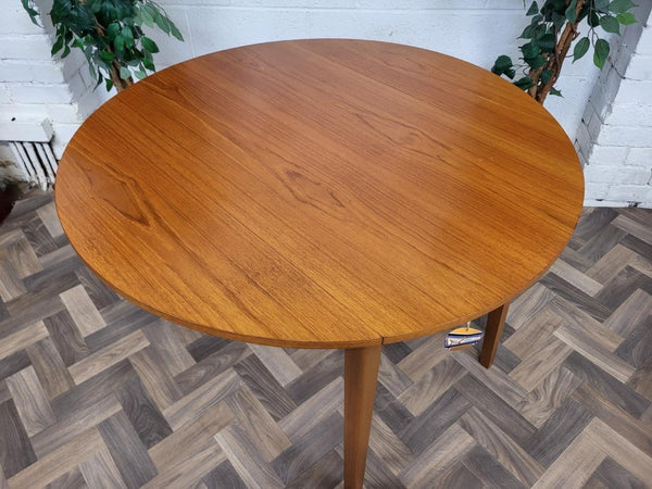 Vintage Mid-Century Round Teak Dropleaf Dining Table Retro Danish Scandi MCM