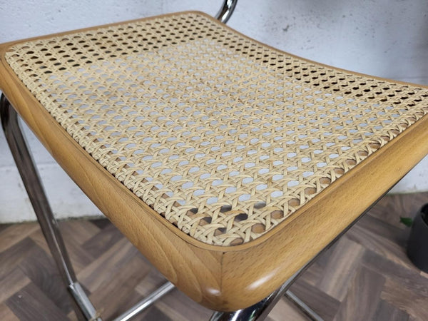 Single Vintage Italian Marcel Breuer Cesca Style Bar Stool Chrome Cantilever