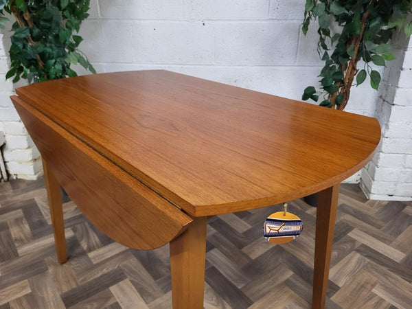 Vintage Mid-Century Round Teak Dropleaf Dining Table Retro Danish Scandi MCM