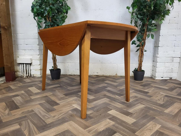 Vintage Mid-Century Round Teak Dropleaf Dining Table Retro Danish Scandi MCM