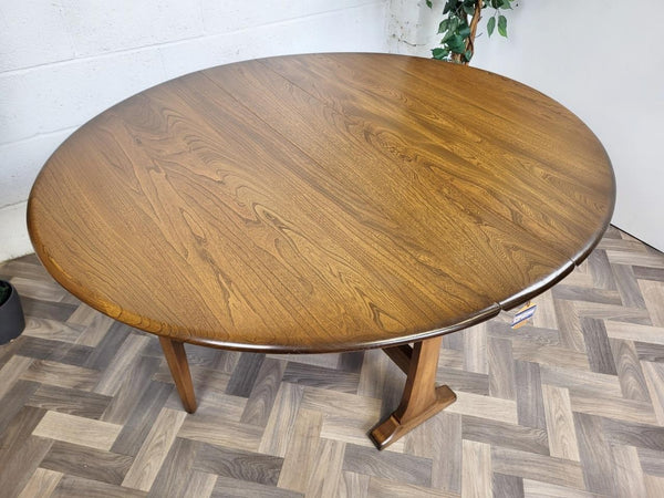 Vintage Ercol Dropleaf Gateleg Oval Dining Table Model 610 Dark Stain Elm