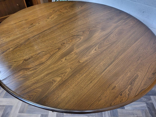 Vintage Ercol Dropleaf Gateleg Oval Dining Table Model 610 Dark Stain Elm
