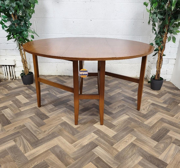 Vintage Mid-Century Round Teak Dropleaf Gateleg Dining Table Retro Danish Scandi