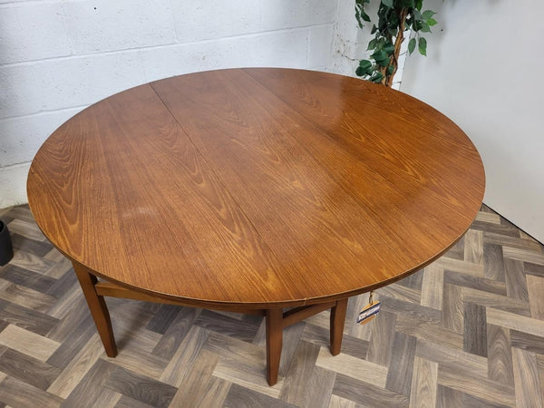 Vintage Mid-Century Round Teak Dropleaf Gateleg Dining Table Retro Danish Scandi