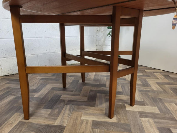 Vintage Mid-Century Round Teak Dropleaf Gateleg Dining Table Retro Danish Scandi