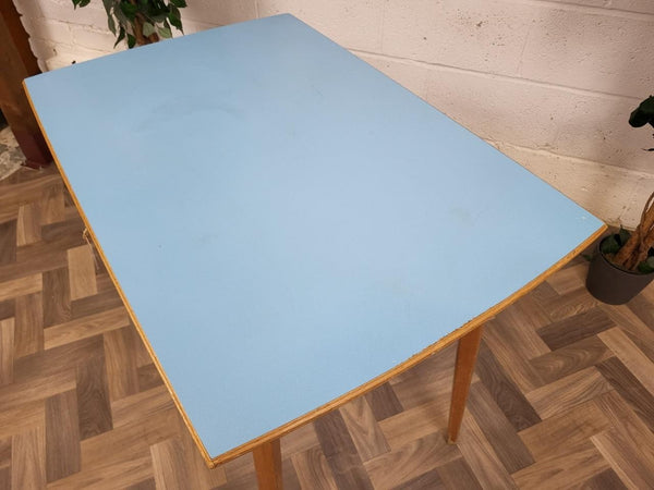 Vintage 60's Blue Formica Small Kitchen Side Table Desk Mid-Century Retro