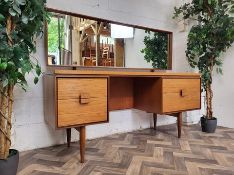 Vintage Mid-Century G Plan Kofod Larsen Teak Dressing Table Desk & Mirror Danish